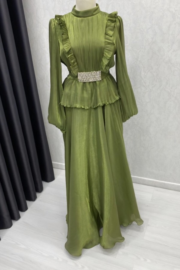 Taş ve Fırfır Detaylı Janjan Abiye