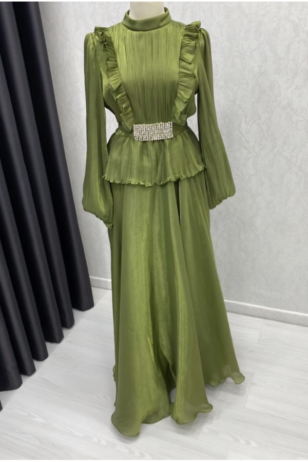 Taş ve Fırfır Detaylı Janjan Abiye