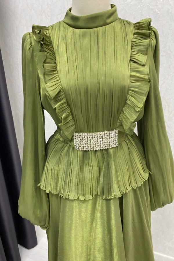 Taş ve Fırfır Detaylı Janjan Abiye