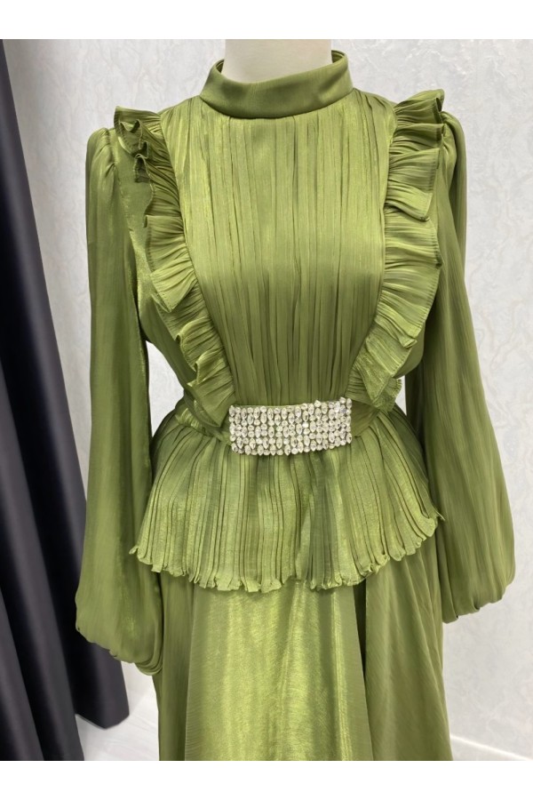 Taş ve Fırfır Detaylı Janjan Abiye